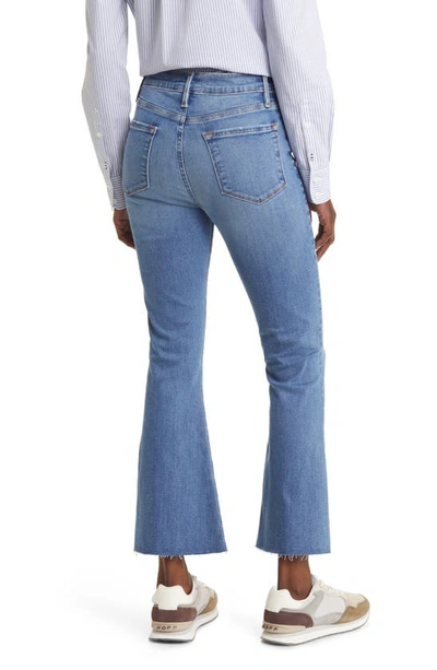 Shop Frame Le Crop Flare Raw Hem Jeans In Morning Blue