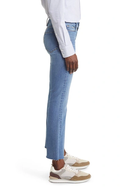 Shop Frame Le Crop Flare Raw Hem Jeans In Morning Blue