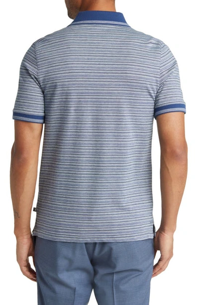 Shop Ted Baker Beakon Slim Fit Stripe Cotton Polo In Dark Blue