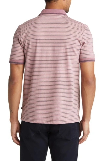 Shop Ted Baker Beakon Slim Fit Stripe Cotton Polo In Mid Pink