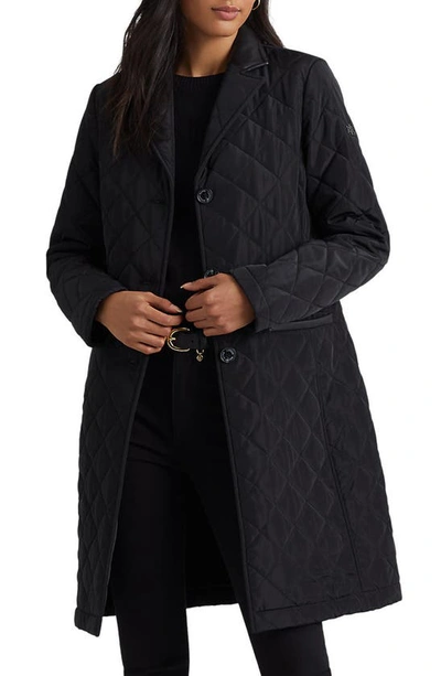 Ralph lauren quilted jacket with faux leather trim on sale