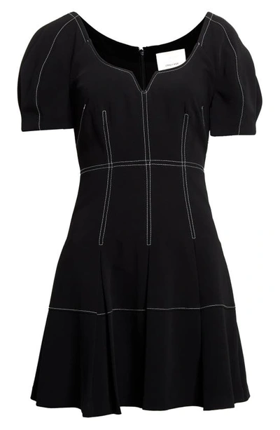 Shop Cinq À Sept Maddie Topstitch Dress In Black/ Ivory