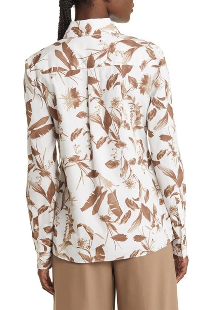 Nordstrom Signature Floral Cotton Shirt In Ivory- Tan Botanical Blossom