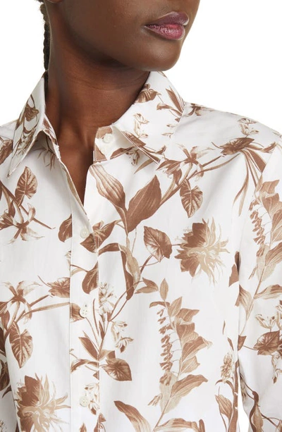 Nordstrom Signature Floral Cotton Shirt In Ivory- Tan Botanical Blossom