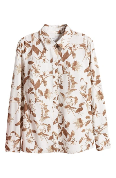 Nordstrom Signature Floral Cotton Shirt In Ivory- Tan Botanical Blossom