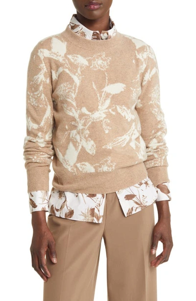 Nordstrom Signature Floral Cotton Shirt In Ivory- Tan Botanical Blossom