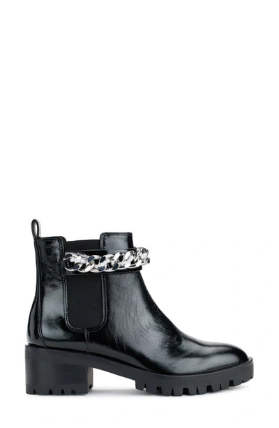 Karl Lagerfeld Porshay Lug Sole Bootie In Black Silver Chain