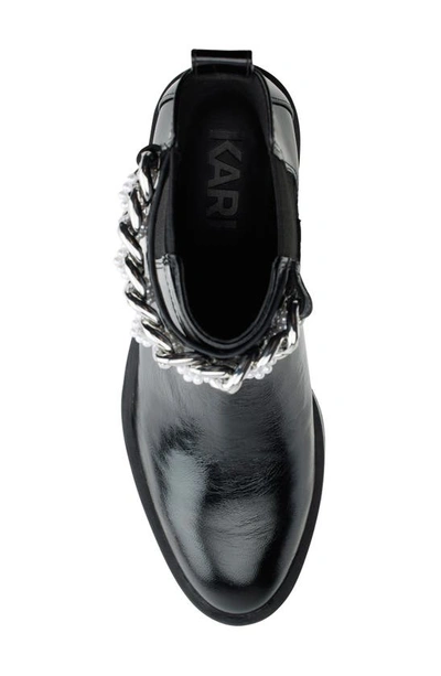 Karl Lagerfeld Porshay Lug Sole Bootie In Black Silver Chain