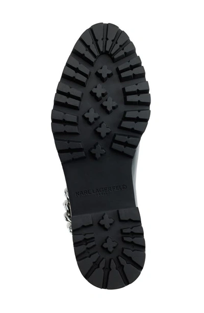 Karl Lagerfeld Porshay Lug Sole Bootie In Black Silver Chain