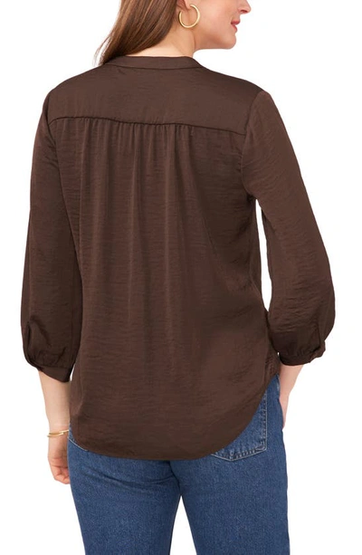 Shop Vince Camuto Rumple Satin Top In Rich Chocolate