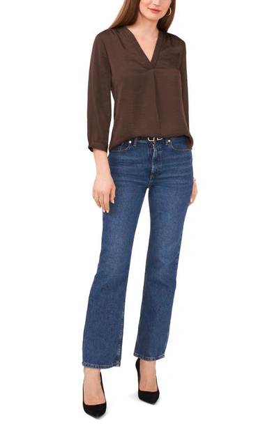 Shop Vince Camuto Rumple Satin Top In Rich Chocolate
