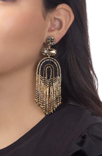 Shop Deepa Gurnani Ishani Beaded Drop Earrings In Black Multi