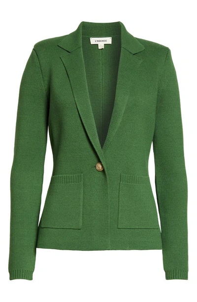 Shop L Agence Lacey Knit Blazer In Pine Green