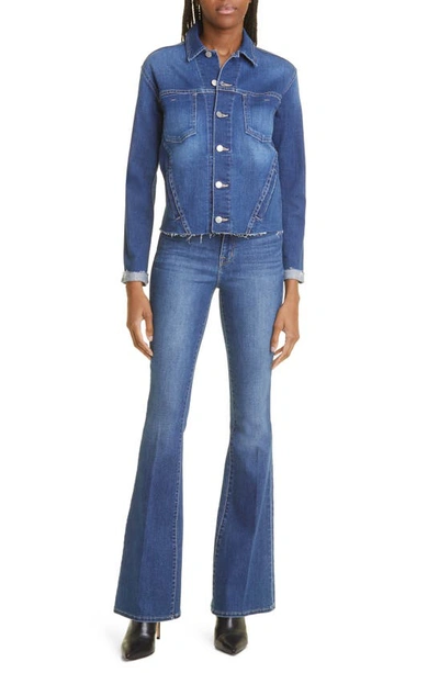 L'agence Janelle Slim-fit Distressed Denim Jacket In Hawthorne