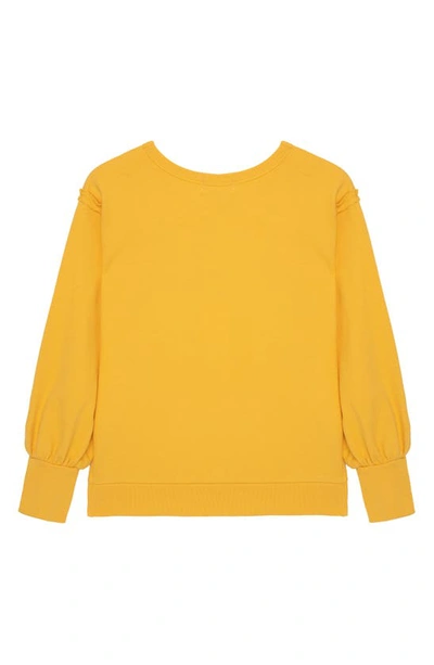Shop Peek Aren't You Curious Kids' Let Love Grow Appliqué Cotton Sweatshirt In Yellow
