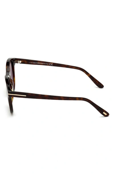 Shop Tom Ford Jameson 52mm Round Sunglasses In Classic Dark Havana/ Green