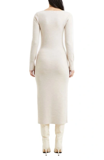 Shop French Connection Babysoft Square Neck Long Sleeve Midi Dress In Light Oatmeal Melange