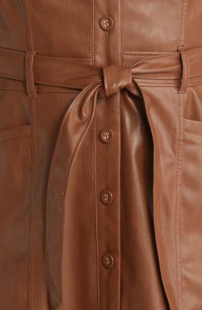 Paige Janette Faux Leather Shirtdress In Mocha