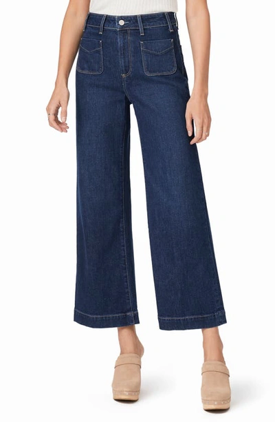 Shop Paige Anessa Patch Pocket High Waist Ankle Wide Leg Jeans In Grecian Blue
