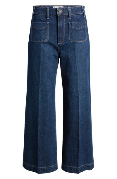 Shop Paige Anessa Patch Pocket High Waist Ankle Wide Leg Jeans In Grecian Blue