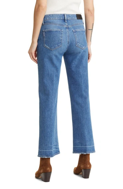 Paige Anessa High Waist Raw Hem Wide Leg Ankle Jeans In Waterfront Distressed