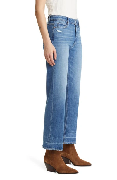 Paige Anessa High Waist Raw Hem Wide Leg Ankle Jeans In Waterfront Distressed