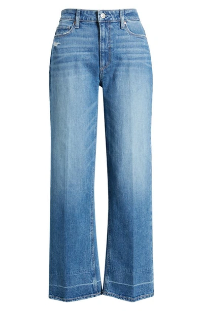 Paige Anessa High Waist Raw Hem Wide Leg Ankle Jeans In Waterfront Distressed