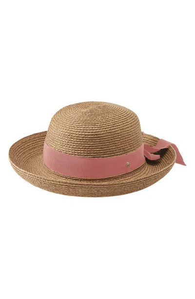 Shop Helen Kaminski Newport Raffia Straw Hat In Nougat/ Gumblossom