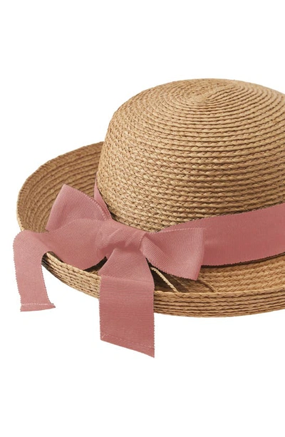 Shop Helen Kaminski Newport Raffia Straw Hat In Nougat/ Gumblossom