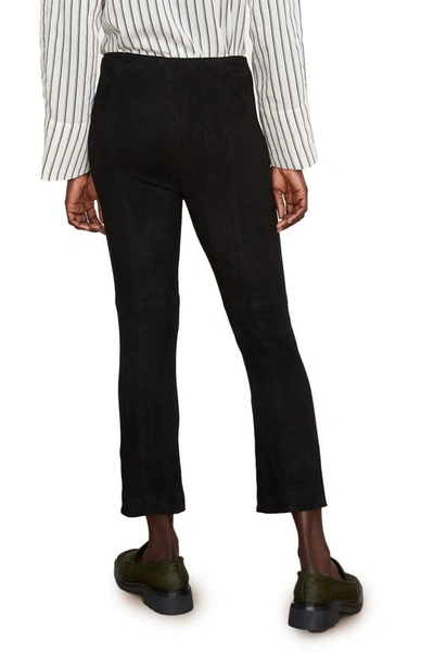 Vince Lambskin Suede Crop Flare Leg Pants In Black