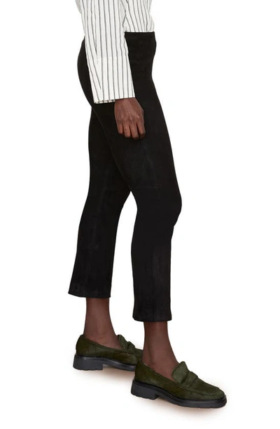 Vince Lambskin Suede Crop Flare Leg Pants In Black