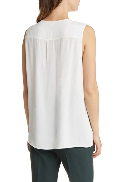 Shop Hugo Boss Boss Banoa Keyhole Neck Sleeveless Blouse In Soft Cream