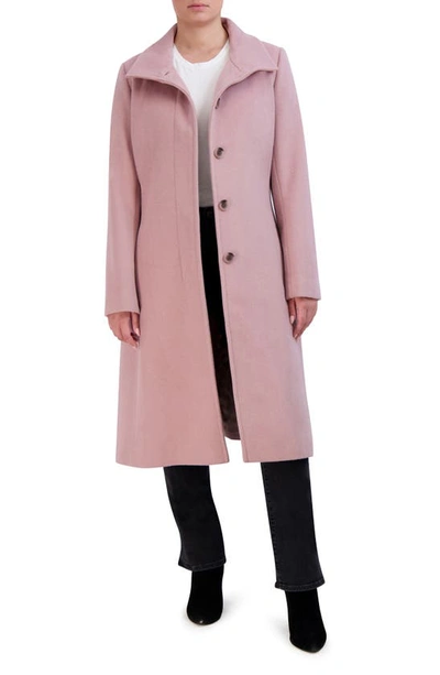 Shop Cole Haan Signature Longline Wool Blend Coat In Dusty Rose