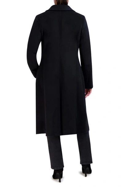 Cole Haan Womens Stand-collar Single-breasted Wool Blend Coat In Black