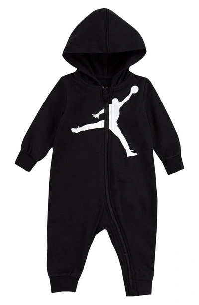 Shop Jordan Jumpman Hooded Cotton Blend Romper In Black