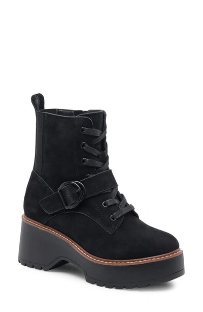 Grayce Waterproof Platform Bootie In Black Nubuck