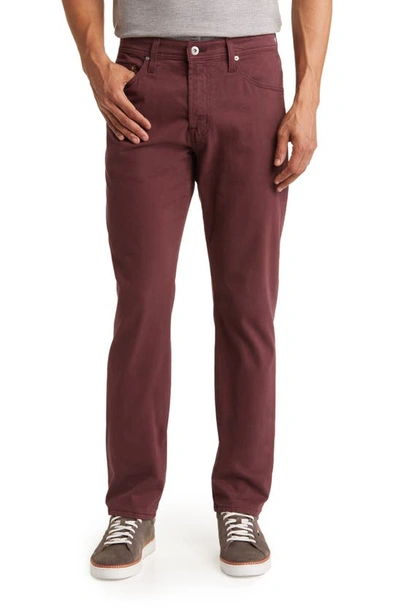 Shop Ag Everett Sueded Stretch Sateen Slim Straight Leg Pants In Elderberry Wine