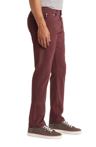 Shop Ag Everett Sueded Stretch Sateen Slim Straight Leg Pants In Elderberry Wine