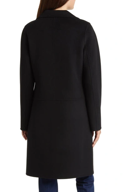 Shop Michael Michael Kors Notched Collar Longline Wool Blend Coat In Black