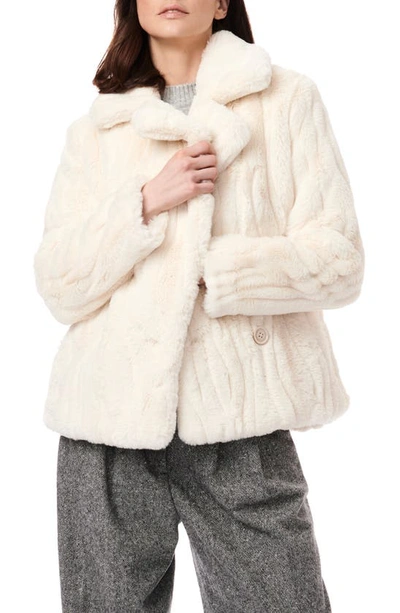 Shop Bernardo Faux Fur Double Breasted Coat In White