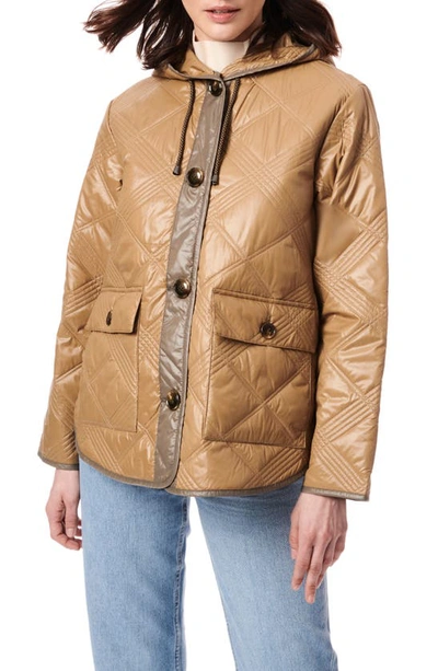 Shop Bernardo Hooded Nylon Quilted Liner Jacket In Ginger Zinger