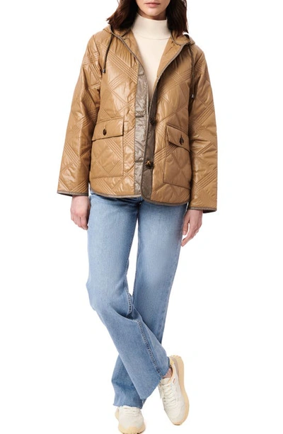 Shop Bernardo Hooded Nylon Quilted Liner Jacket In Ginger Zinger