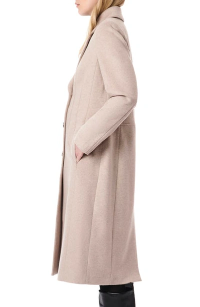 Shop Bernardo Tailored Wool Blend Coat In Melange Beige