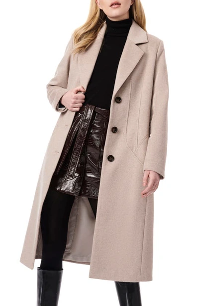 Shop Bernardo Tailored Wool Blend Coat In Melange Beige