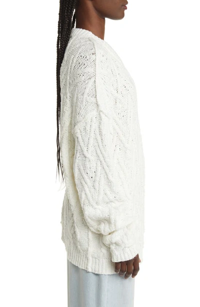 Shop Free People Isla Cable Stitch Tunic Sweater In Ivory