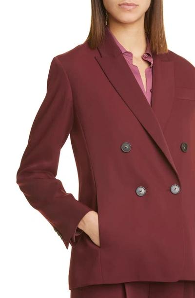 Shop Vince Double Breasted Crepe Suit Blazer In Plum Wine