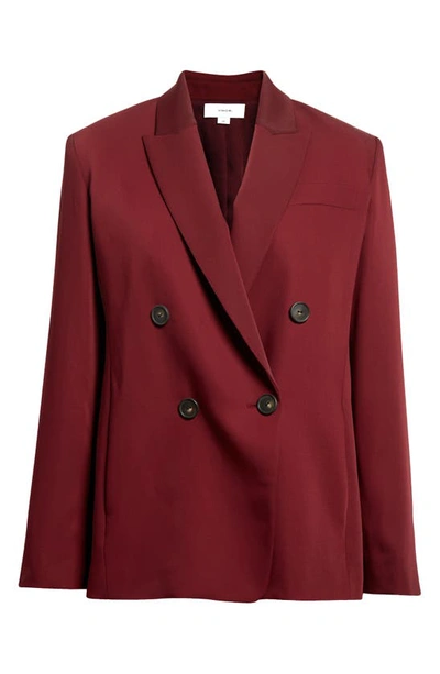 Shop Vince Double Breasted Crepe Suit Blazer In Plum Wine