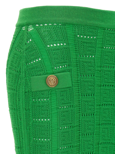 Shop Balmain Monogram Skirts Green