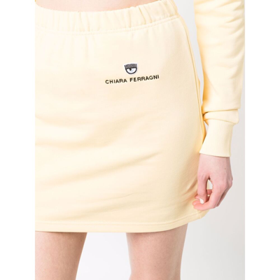 Shop Chiara Ferragni Cotton Skirt In Yellow