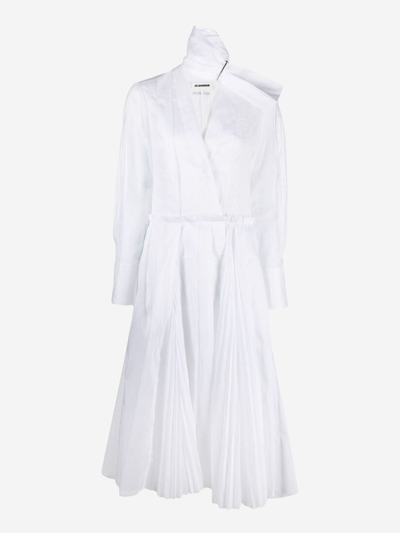 Shop Jil Sander Cotton Dress In White